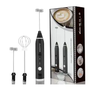 Mixer frappe cu 2 capete, 3 trepte de viteza,acumulator reincarcabil USB super portabil, negru