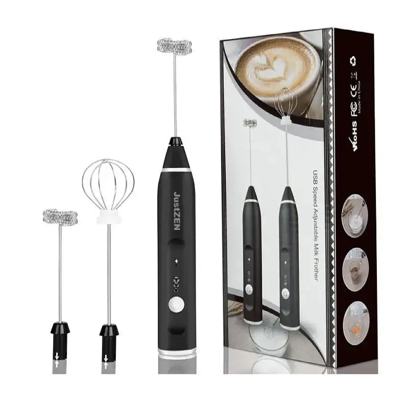 Mixer frappe cu 2 capete, 3 trepte de viteza,acumulator reincarcabil USB super portabil, negru