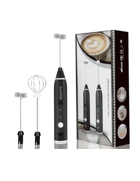 Mixer frappe cu 2 capete, 3 trepte de viteza,acumulator reincarcabil USB super portabil, negru