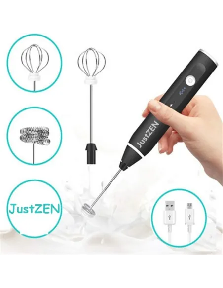 Mixer frappe cu 2 capete, 3 trepte de viteza,acumulator reincarcabil USB super portabil, negru