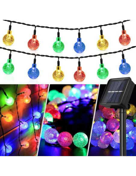 Set 2 x instalatie solara 30 globulete, culoare multicolor