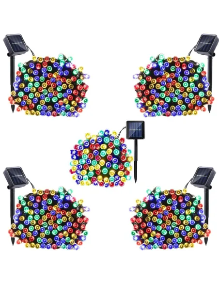 Set 5 x instalatie solara 100 LED, culoare multicolor