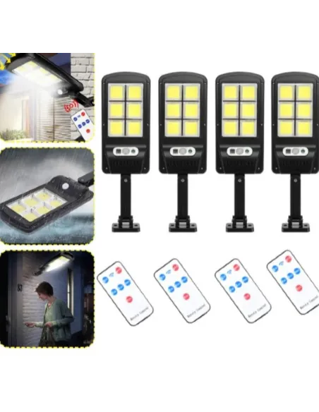 Set 5 x Lampa solara cu 6 celule, LED-uri COB si telecomanda