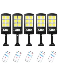 Set 5 x Lampa solara cu 6 celule, LED-uri COB si telecomanda