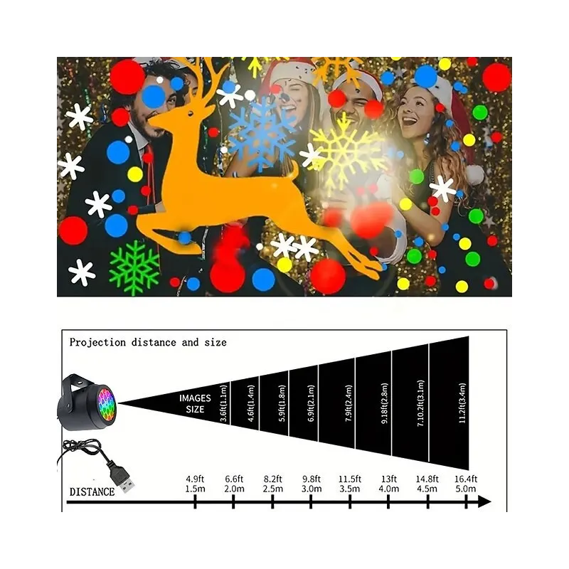 Proiector led cu figurine de Craciun