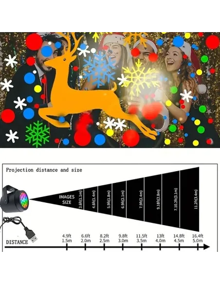 Proiector led cu figurine de Craciun