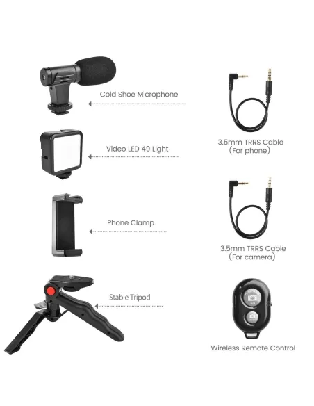 Trepied cu microfon si lumina pentru video, Kit AY-49