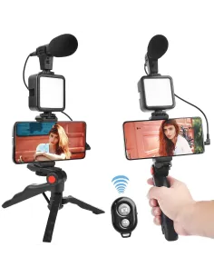 Trepied cu microfon si lumina pentru video, Kit AY-49 2