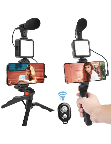 Trepied cu microfon si lumina pentru video, Kit AY-49
