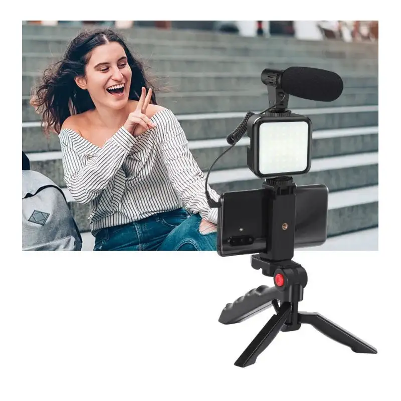 Trepied cu microfon si lumina pentru video, Kit AY-49