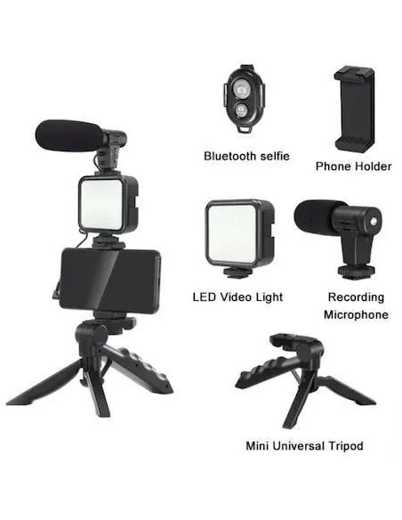 Trepied cu microfon si lumina pentru video, Kit AY-49