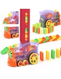 Trenuleț Domino pentru Copii – 80 Piese, Construcție Automată, Lumini & Sunete