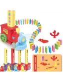 Trenuleț Domino pentru Copii – 80 Piese, Construcție Automată, Lumini & Sunete