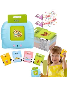 Set invatare cuvinte engleză – Jucărie educativa audio, 114 flash carduri (228 cuvinte), pentru copii 2+ ani, culoare albastră