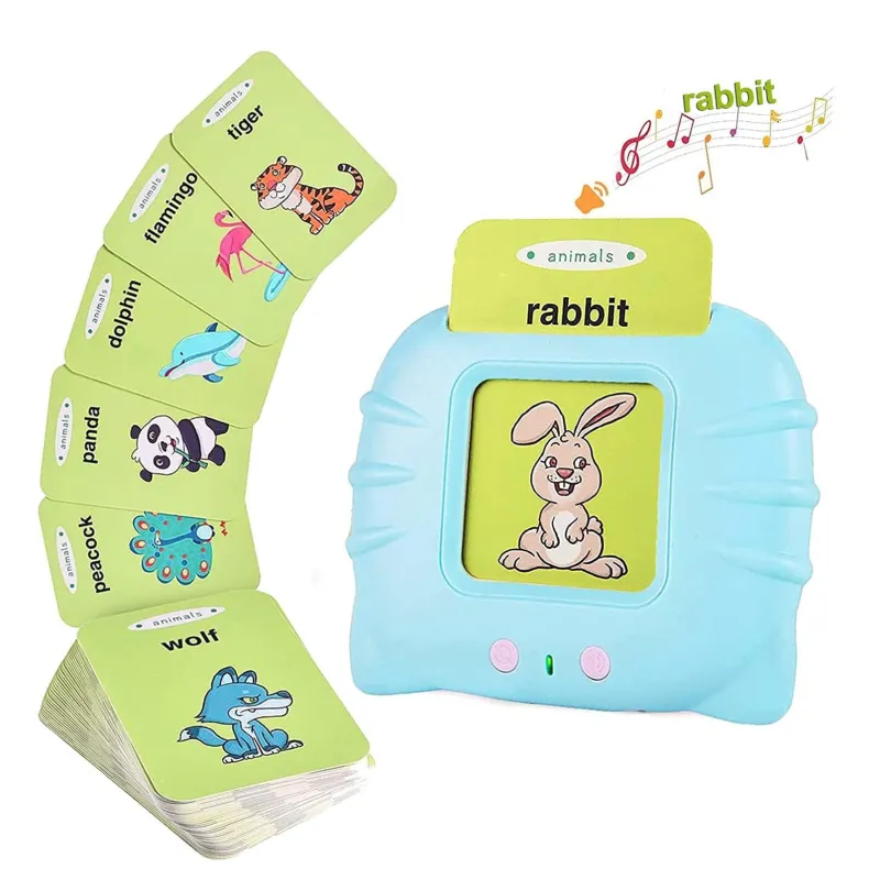 Set invatare cuvinte engleză – Jucărie educativa audio, 114 flash carduri (228 cuvinte), pentru copii 2+ ani, culoare albastră