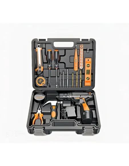 Bormasina electrica Dasgut cu 2 acumulatori, incarcator si 17 accesorii, 12 v