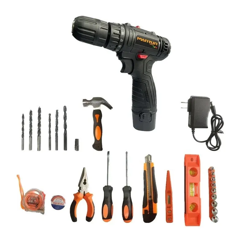 Bormasina electrica Dasgut cu 2 acumulatori, incarcator si 17 accesorii, 12 v