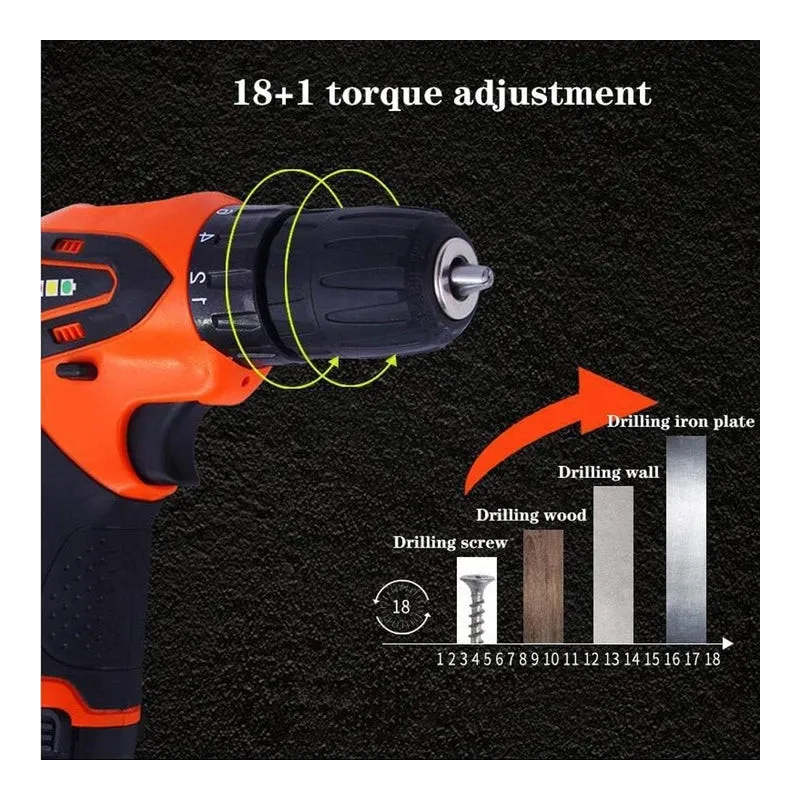 Bormasina electrica Dasgut cu 2 acumulatori, incarcator si 17 accesorii, 12 v