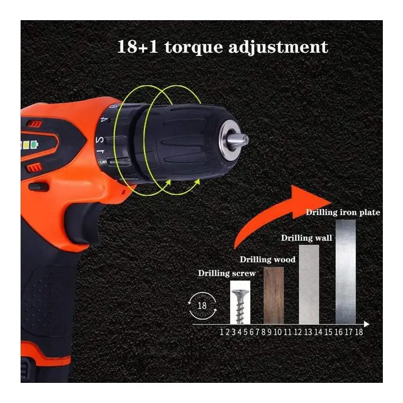 Bormasina electrica Dasgut cu 2 acumulatori, incarcator si 17 accesorii, 12 v