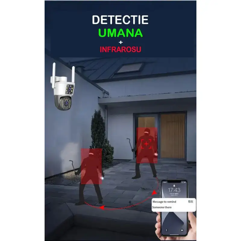Camera de Supraveghere Duala, Wireless Jortan JT-8293, 6MP, Viziune Nocturnă,IP66,Detectare Mișcare și Audio + Card 32 Gb