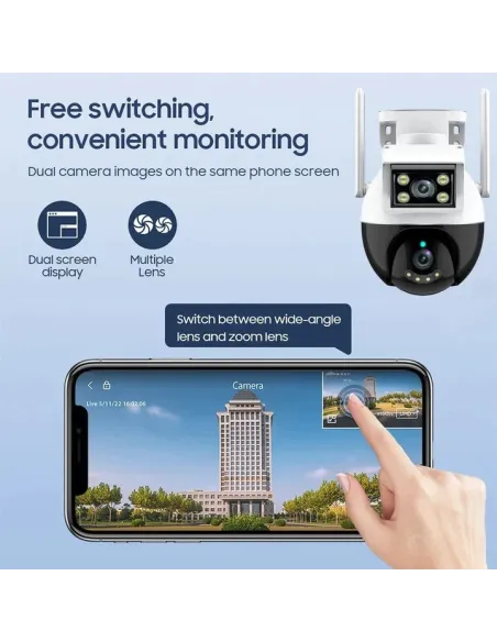 Camera duala jortan wifi, detectie umana, 8mp,full hd 4 k recunoastere faciala,