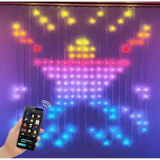 Instalatie perdea led 3x2 m , smart rgb 400 led cu cod QR, aplicatie control telefon 2