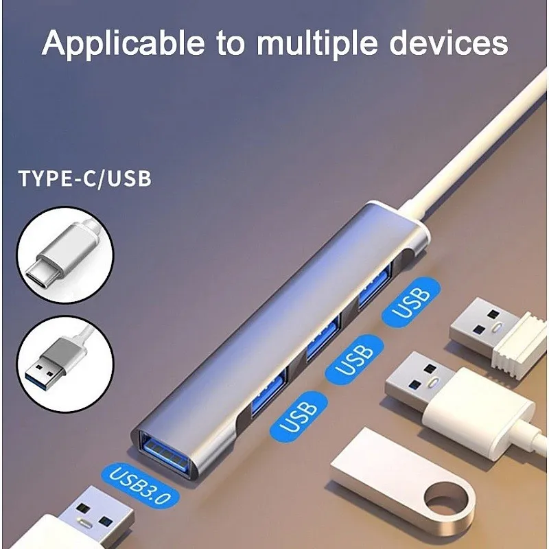 Adaptor pentru transfer de date tip C-usb si splitter cu 4 porturi USB