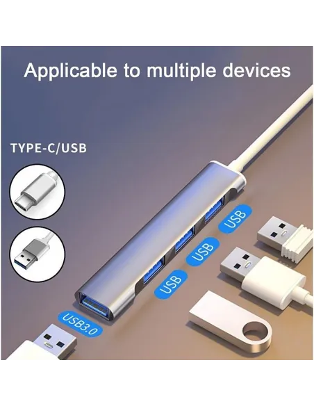 Adaptor pentru transfer de date tip C-usb si splitter cu 4 porturi USB