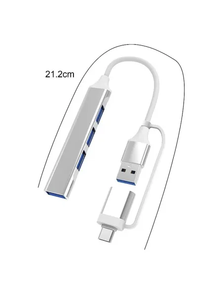 Adaptor pentru transfer de date tip C-usb si splitter cu 4 porturi USB