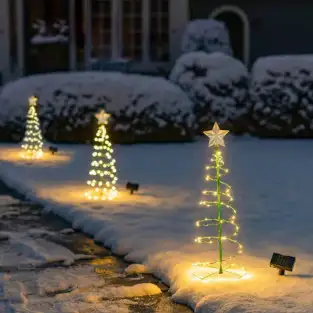 Pachet 2x Brăduți Solari cu Stea, 85cm, Lumină Alb Cald 2