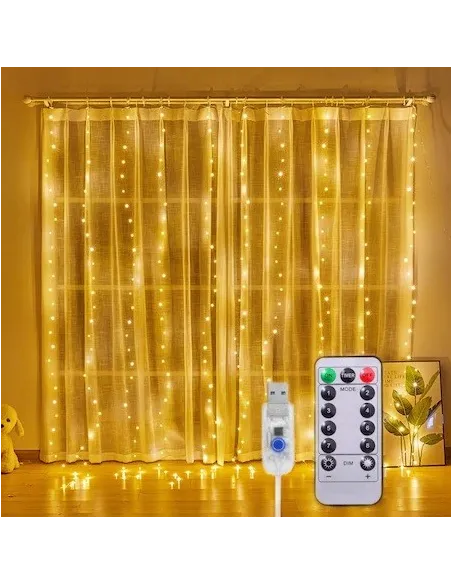 Instalatie perdea 3x3m , 300LED , 8 Programe, cu USB si Telecomanda