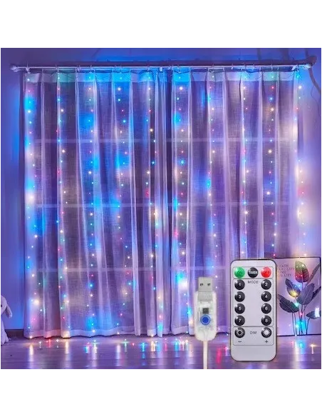Instalatie perdea 3x3m , 300LED , 8 Programe, cu USB si Telecomanda