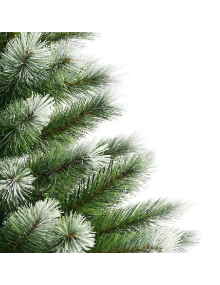Brad artificial verde cu varfuri albe, 150cm + suport metalic