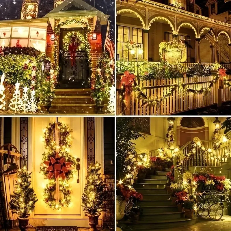 Instalatie solara 300 LED cu panou solar si controler, lungime 30 metri, alb cald