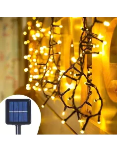 Instalatie solara 300 LED cu panou solar si controler, lungime 30 metri, alb cald 2