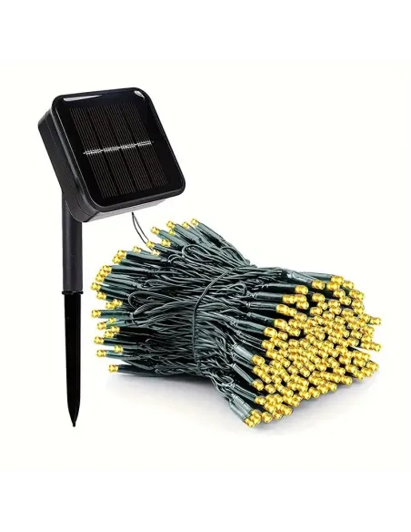 Instalatie solara 300 LED cu panou solar si controler, lungime 30 metri, alb cald