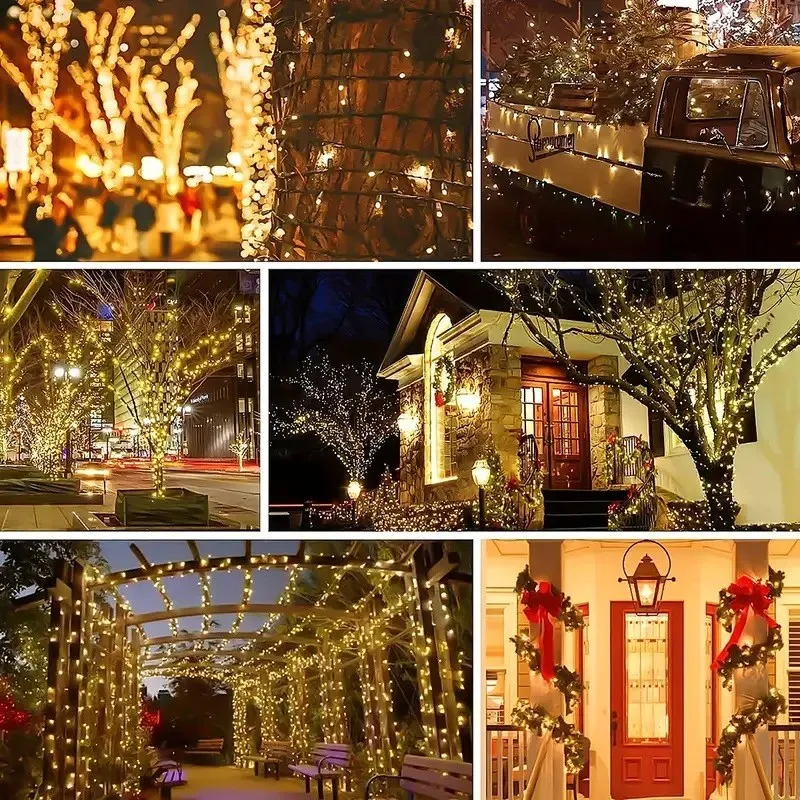 2x Instalatie solara 300 LED cu panou solar si controler, lungime 30 metri, alb cald