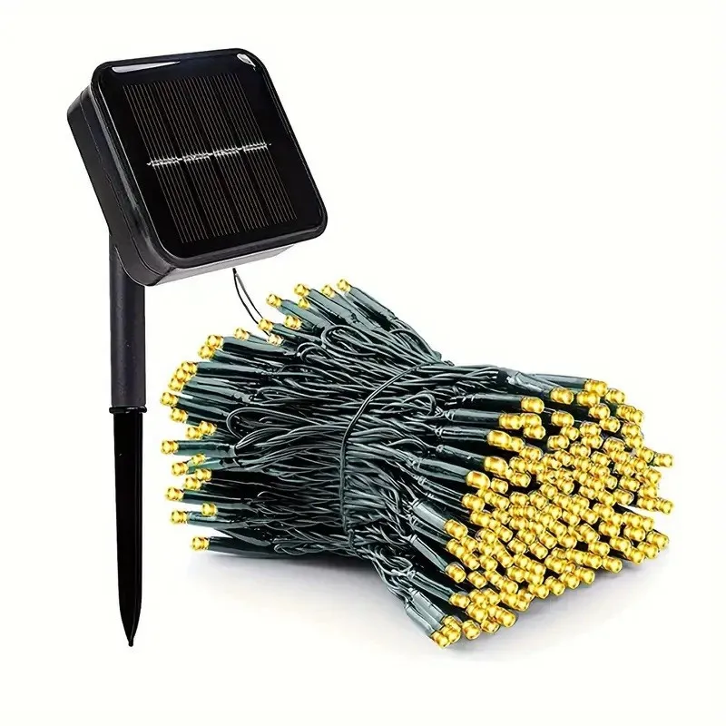 2x Instalatie solara 300 LED cu panou solar si controler, lungime 30 metri, alb cald