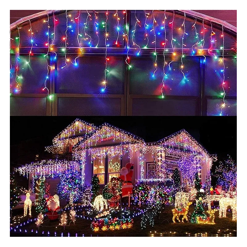 Instalatie 12m, SOLARA franjuri, turturi ingali, 300 led-uri, diverse culori