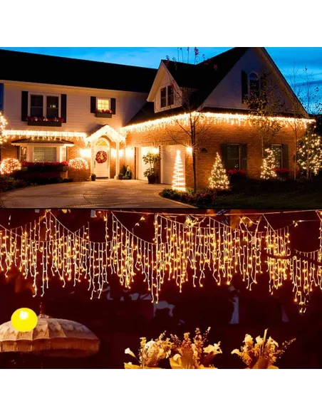 Instalatie Solara franjuri, turturi ingali, lungime12m , 300 led-uri, diverse culori
