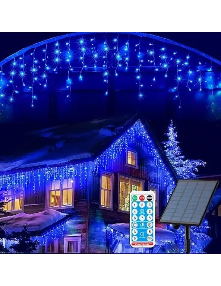 Instalatie Solara franjuri, turturi ingali, lungime12m , 300 led-uri, diverse culori