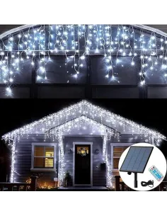 Instalatie Solara franjuri, turturi ingali, lungime12m , 300 led-uri, diverse culori
