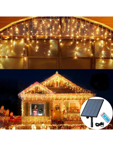 Instalatie Solara franjuri, turturi ingali, lungime12m , 300 led-uri, diverse culori