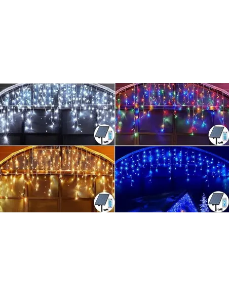 Instalatie Solara franjuri, turturi ingali, lungime12m , 300 led-uri, diverse culori