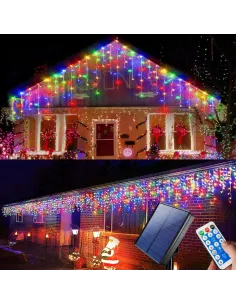 Instalatie Solara franjuri, turturi ingali, lungime12m , 300 led-uri, diverse culori 2