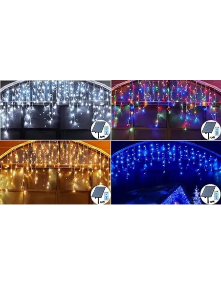 Instalatie Solara franjuri, turturi ingali, lungime12m , 300 led-uri, diverse culori