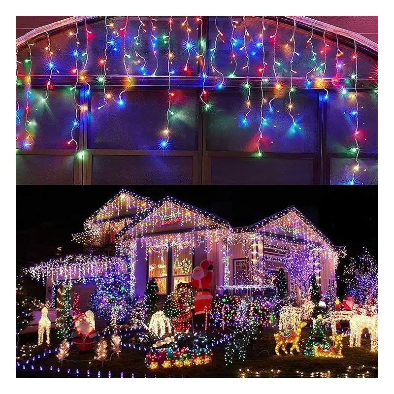 Instalatie Solara franjuri, turturi ingali, lungime12m , 300 led-uri, diverse culori