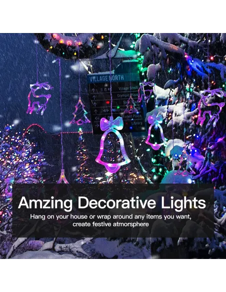 Instalatie Craciun - perdea luminoasa ploaie 12