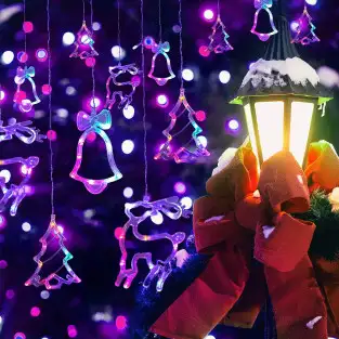 Instalatie Craciun - perdea luminoasa ploaie 12 2