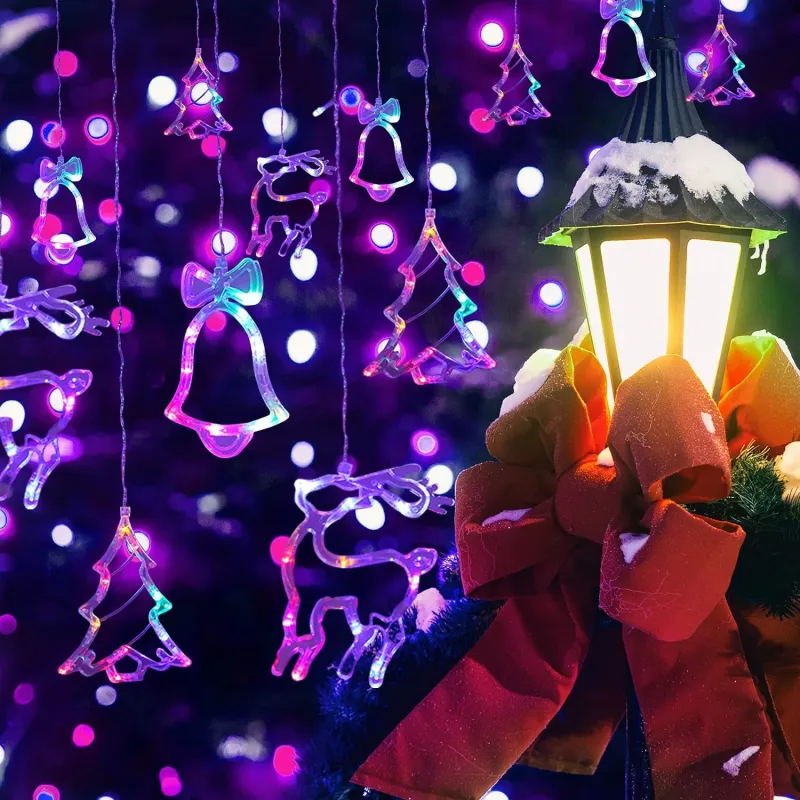 Instalatie Craciun - perdea luminoasa ploaie 12